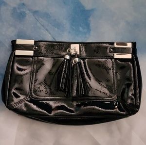 Patent leather like clutch